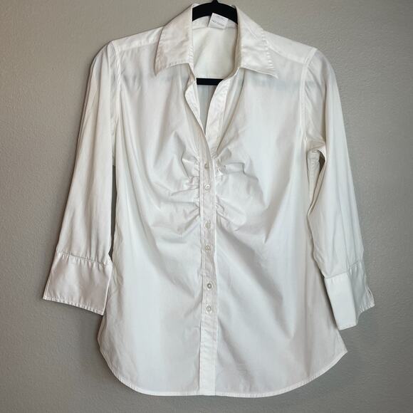 VTG Craig Taylor White Cotton Shirt Sz Medium Shirred Front Grace Fit Academia - Picture 1 of 9